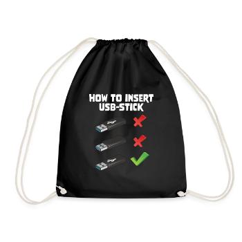 How To Insert USB Stick Funny Programmer Meme - Turnbeutel - Schwarz - Vorne