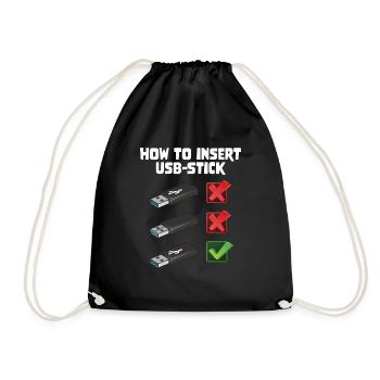 How To Insert USB Stick Funny Programmer Meme - Turnbeutel - Schwarz - Vorne