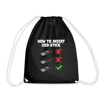How To Insert USB Stick Funny Programmer Meme - Turnbeutel - Schwarz - Vorne