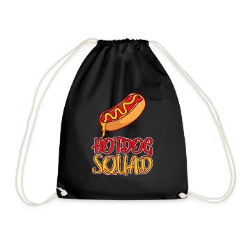 Hot Dog Squad Cool Weiner Puppy Dog Lover Humor - Drawstring Bag - black - Front