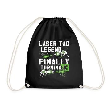 Endlich 13 Jahre Alt – Lasertag Geburtstag - Turnbeutel - Schwarz - Vorne