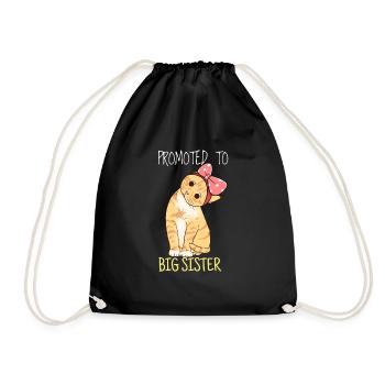 Promoted To Big Sister Cat Birthday For New Sister - Drawstring Bag - black - Front