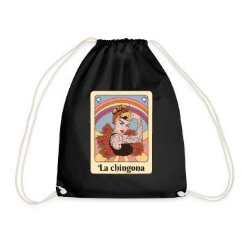 La Chingona Latina Girl Retro Bingo Regalo - Drawstring Bag - black - Front
