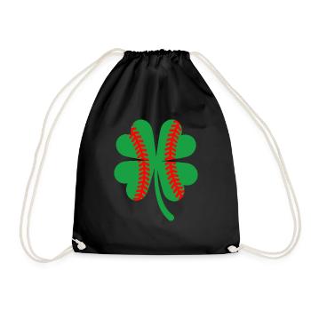 St Patricks Day Shamrock Baseball Saint - Drawstring Bag - black - Front