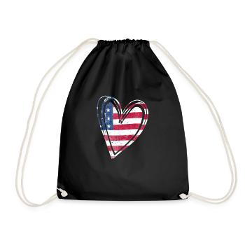 Drapeau des États-Unis Cœur patriotique américain - Sac de sport léger - noir - Devant