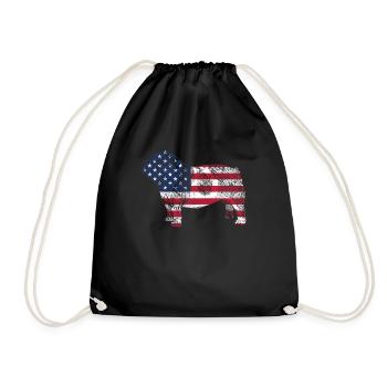 English Bulldog July 4 Patriotic Dog - Drawstring Bag - black - Front