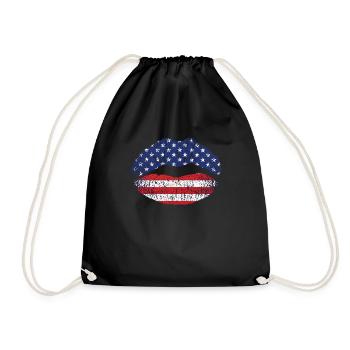 Vintage amerikanische Flagge Lippen 4. Juli - Turnbeutel - Schwarz - Vorne