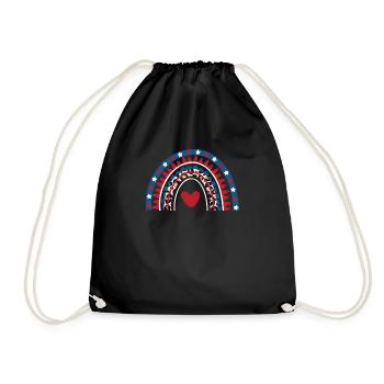 Rainbow lover American flag July 4 - Drawstring Bag - black - Front