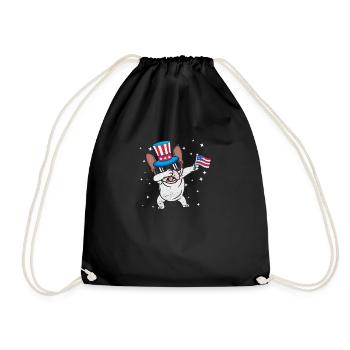 Dabbing French Bulldog 4th of July Patriot - Drawstring Bag - black - Front