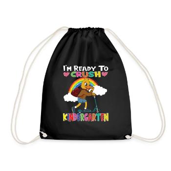Duck With Scooter I'm Ready To Crush Kindergarten - Drawstring Bag - black - Front