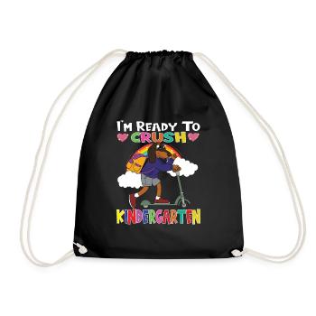 Dog With Scooter I'm Ready To Crush Kindergarten - Drawstring Bag - black - Front
