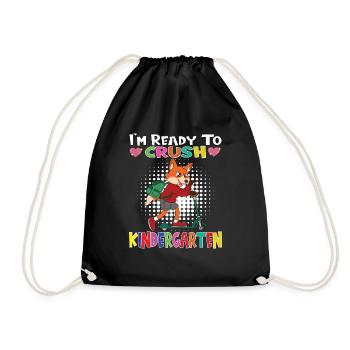I'm Ready To Crush Kindergarten Fox With Scooter - Drawstring Bag - black - Front