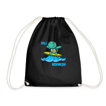 Turtle Surfer Surfboard Sunglasses Kawaii - Drawstring Bag - black - Front
