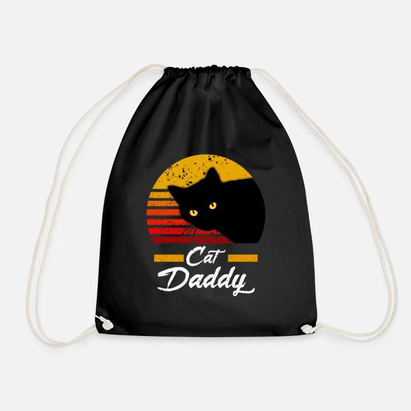 Cat Daddy Vintage Black Cat Gift For Cat Lover - Drawstring Bag - black