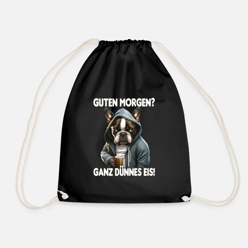 Hund Kaffee Morgenmuffel Mitarbeiter Geschenk - Turnbeutel - Schwarz