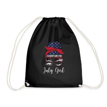 July Girl Wink Eye American Flag July 4 - Drawstring Bag - black - Front