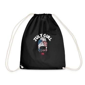 July Girl Wink Eye American Flag July 4 - Drawstring Bag - black - Front