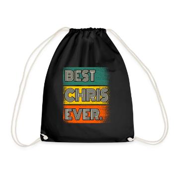 Chris Name Gift Quote Funny - Drawstring Bag - black - Front
