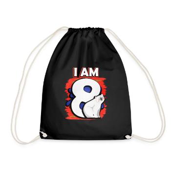 I'm 8 Polar Bear - Drawstring Bag - black - Front