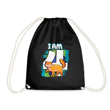 I am 4 cat - Drawstring Bag - black - Front