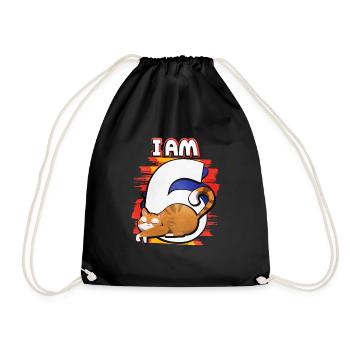 I am 6 cat - Drawstring Bag - black - Front