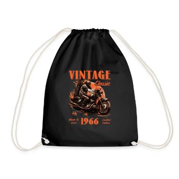 Vintage vintage 1966 birthday retro motorcycle - Drawstring Bag - black - Front