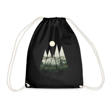 Geometric triangles - forest in the fog - Drawstring Bag - black - Front