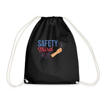 Funny July 4th Patriotic Fireworks Safety Third - Drawstring Bag - black - Front