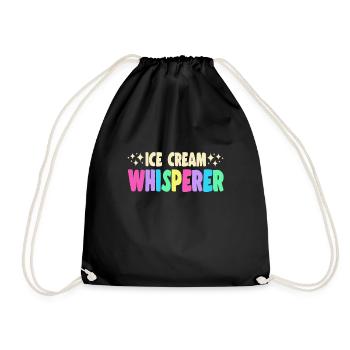 Ice Cream Whisperer Gelato Dessert Popsicle Gift - Drawstring Bag - black - Front
