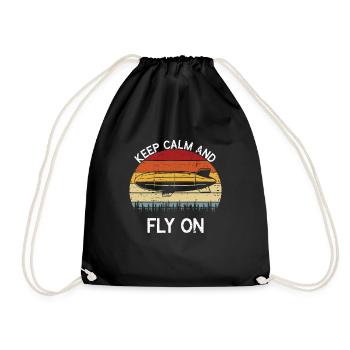 Zeppelin Aircraft Airship Conductable Aviation - Drawstring Bag - black - Front