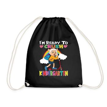 Sheep With Scooter I'm Ready To Crush Kindergarten - Drawstring Bag - black - Front