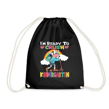 Cow With Scooter I'm Ready To Crush Kindergarten - Drawstring Bag - black - Front