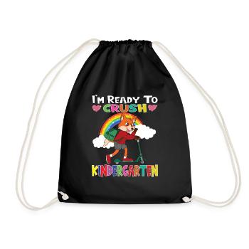 Fox With Scooter I'm Ready To Crush Kindergarten - Drawstring Bag - black - Front