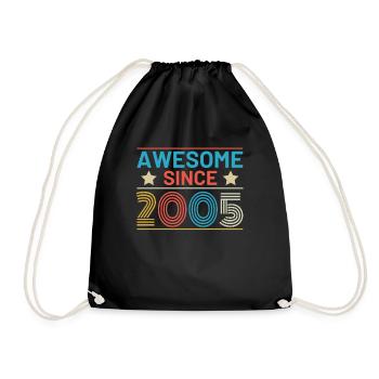 Birthday Awesome since 2005 - Drawstring Bag - black - Front