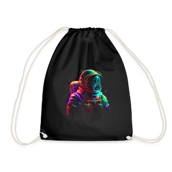 Outer Space Line Art Colorful Fun Spaceman - Drawstring Bag - black - Front