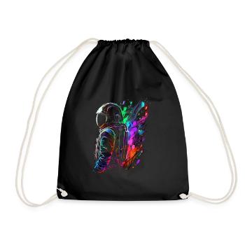 Outer Space Splash Art Colorful Fun Spaceman - Drawstring Bag - black - Front