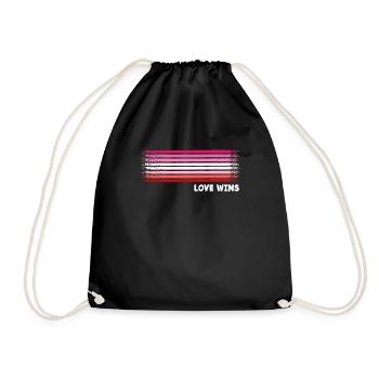 Lesbian Lesbian Pride Flag Gift - Drawstring Bag - black - Front