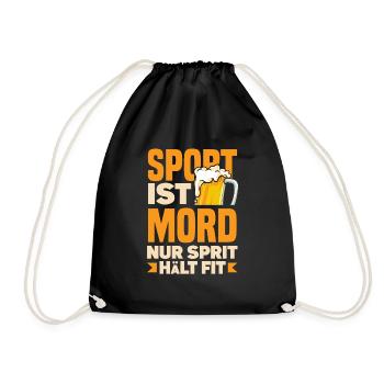 Sport ist Mord nur Sprit hält fit Biertrinker & - Turnbeutel - Schwarz - Vorne