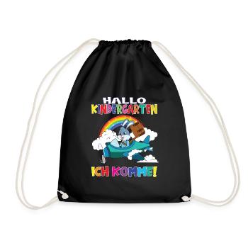 Kindergartenkind Hallo Kindergarten Ich Komme - Turnbeutel - Schwarz - Vorne