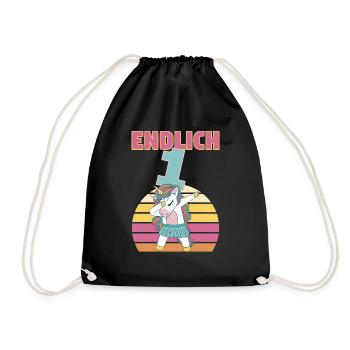 1 Jahre 1. Geburtstag Einhorn Prinzessin Mädchen - Turnbeutel - Schwarz - Vorne