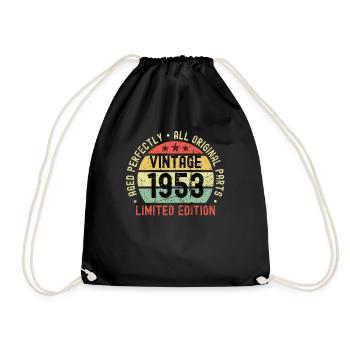 70th birthday vintage 1953 - Drawstring Bag - black - Front