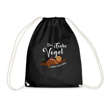 Faultier Der Frühe Vogel kann mich mal - Turnbeutel - Schwarz - Vorne
