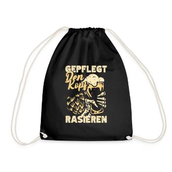 Geplegt den Kopf rasieren Biertrinker & Bier - Turnbeutel - Schwarz - Vorne