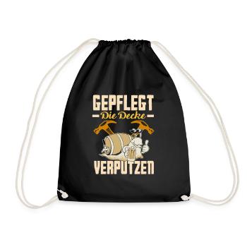 Gepflegt die Decke verputzen Biertrinker & Bier - Turnbeutel - Schwarz - Vorne