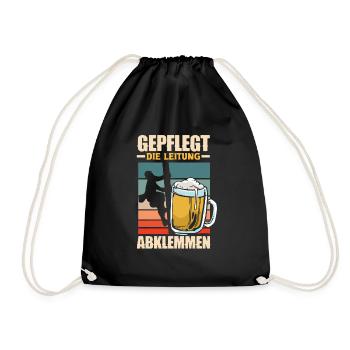 Gepflegt die Leitung abklemmen Biertrinker & Bier - Turnbeutel - Schwarz - Vorne