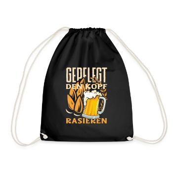 Geplegt den Kopf rasieren Biertrinker & Bier - Turnbeutel - Schwarz - Vorne