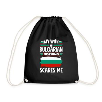 Bulgarian Bulgaria Bulgarian Flag My Wife Is - Drawstring Bag - black - Front