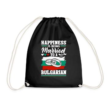 Bulgarian Bulgaria Bulgarian Flag Married To A - Drawstring Bag - black - Front