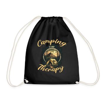 Camping is my therapy - Drawstring Bag - black - Front
