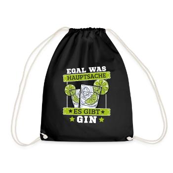 Gin Cocktail Egal was hauptsache es gibt Gin - Turnbeutel - Schwarz - Vorne